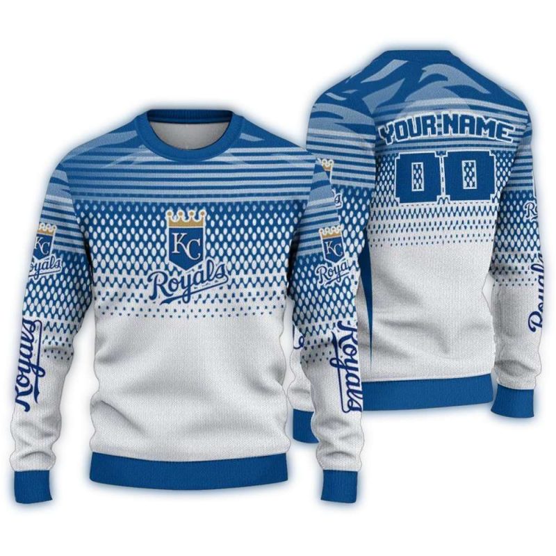 Personalized Kansas City Royals Diamond Mesh Ugly Sweater 1