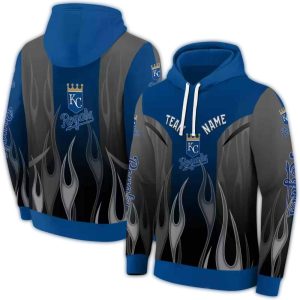 Custom Kansas City Royals Flame All Over Print Hoodie For Fans
