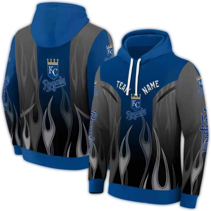 Personalized Kansas City Royals Flame All Over Print Hoodie 1