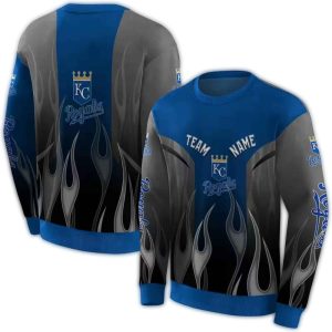 Personalized Kansas City Royals Flame All Over Print Sweatshirt