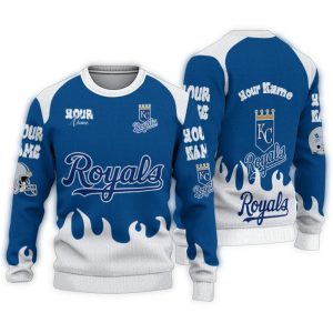 Personalized Kansas City Royals Flame Border Sweatshirt For Fans