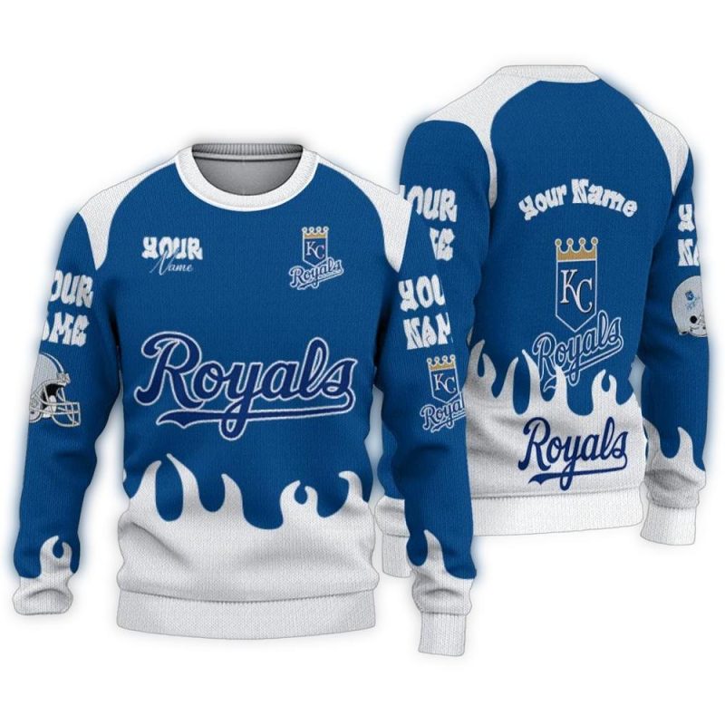 Personalized Kansas City Royals Flame Border Ugly Sweater 1