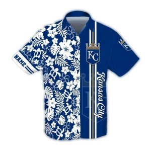 Personalized Kansas City Royals Floral Stripe Hawaiian Shirt For Fans