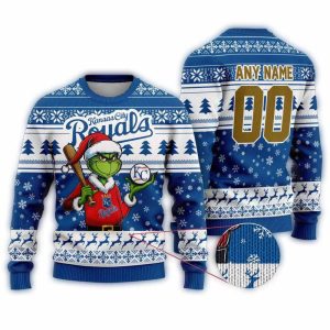 Personalized Kansas City Royals Grinch Christmas Baseball Sweatshirt
