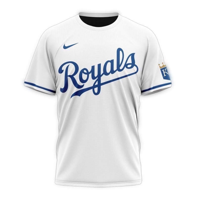 Personalized Kansas City Royals Home Kits 2024 White All Over Print T Shirt 1
