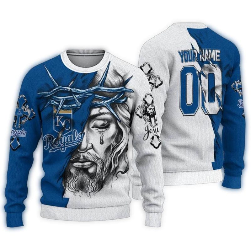 Personalized Kansas City Royals Jesus Tears Ugly Sweater 1