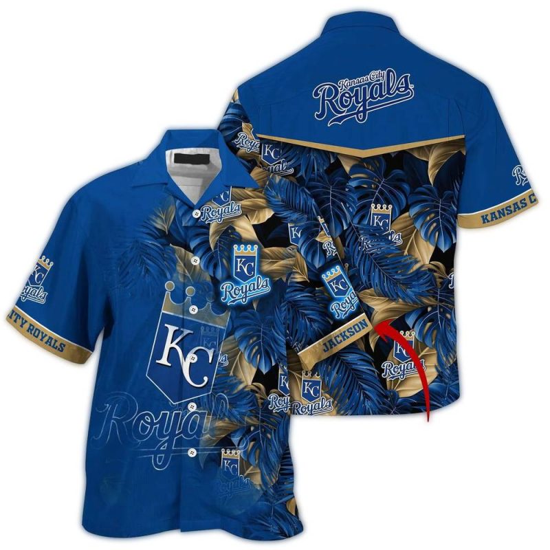 Personalized Kansas City Royals Leafs Pattern Hawaiian Shirt 1