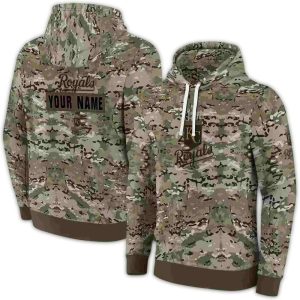 Custom Kansas City Royals Military All Over Print Hoodie For Fans