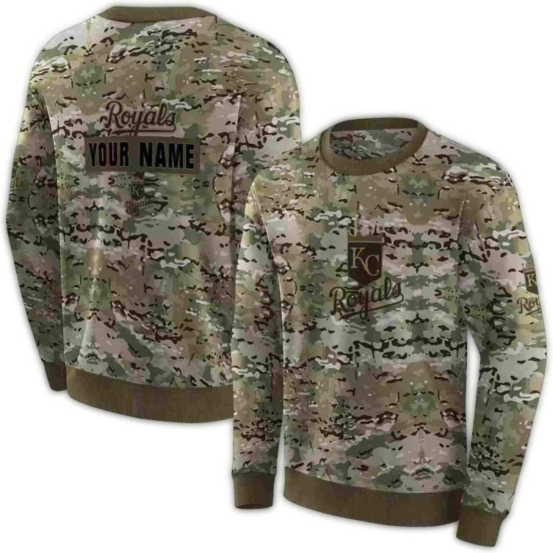 Personalized Kansas City Royals Military All Over Print Sweatshirt 1