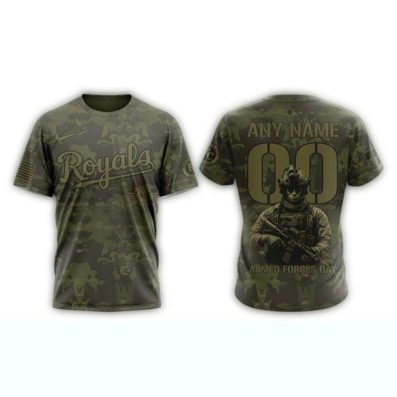 Personalized Kansas City Royals Military Appreciation Month All Over Print T Shirt 1