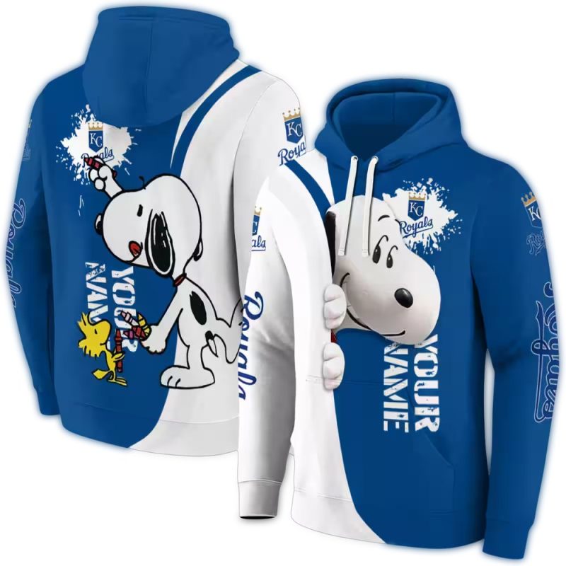 Personalized Kansas City Royals Peeking Snoopy All Over Print Hoodie 1
