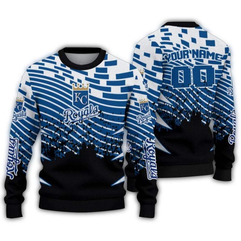 Personalized Kansas City Royals Pixel Flow Ugly Sweater 1