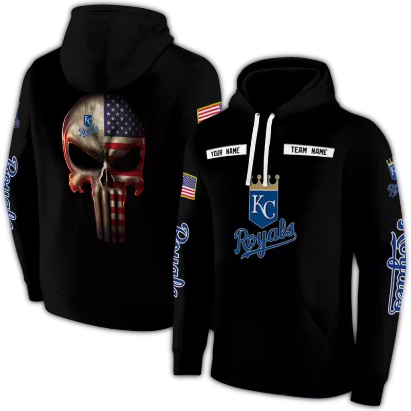 Personalized Kansas City Royals Punisher Skull All Over Print Hoodie 1