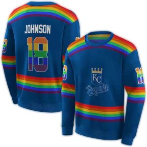 Personalized Kansas City Royals Rainbow Stripes All Over Print Sweatshirt