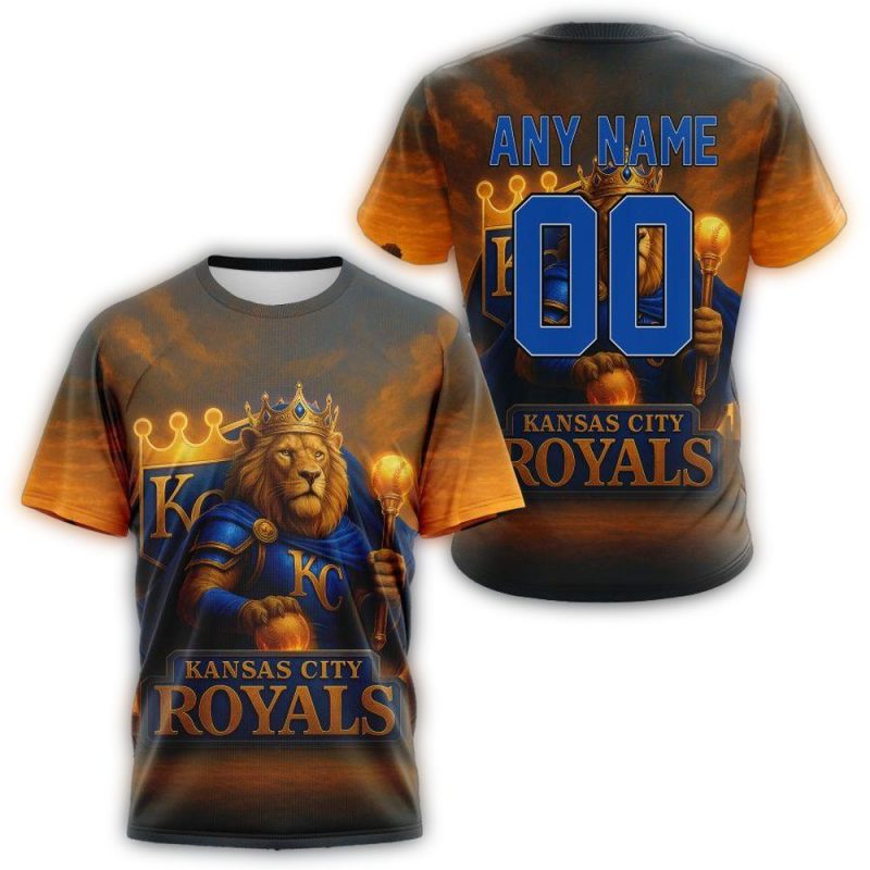 Personalized Kansas City Royals Realistic All Over Print T Shirt 1