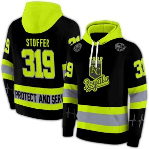 Custom Kansas City Royals Black Neon Green All-Over Print Hoodie