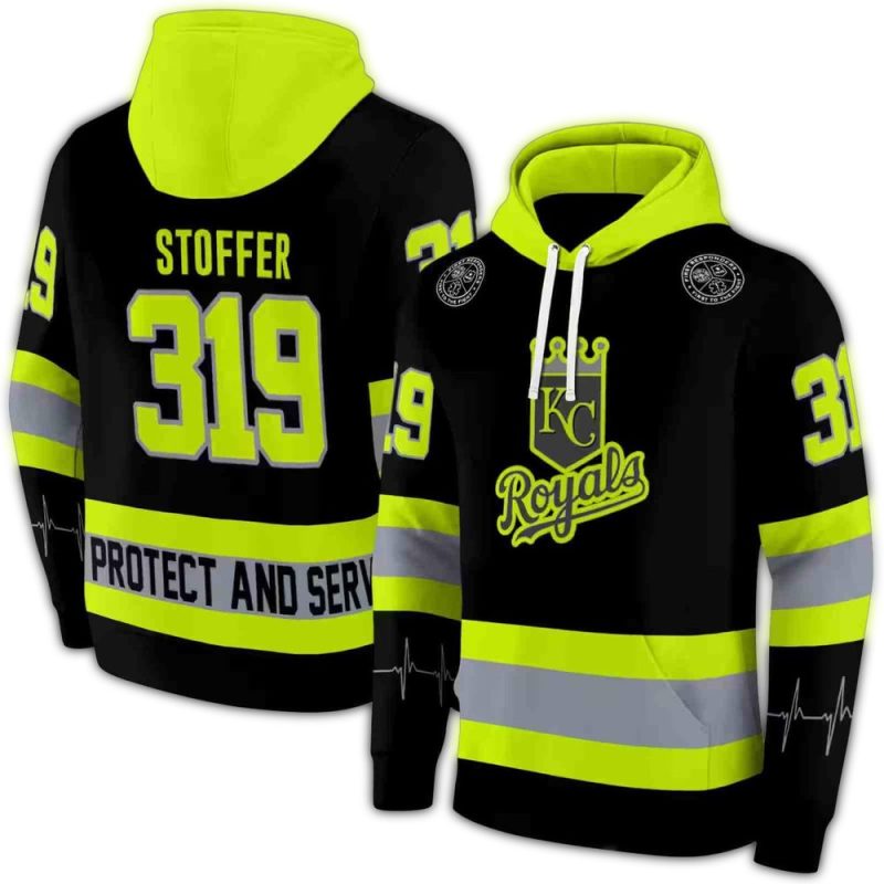Personalized Kansas City Royals Safety Motif Black Neon Green All Over Print Hoodie 1