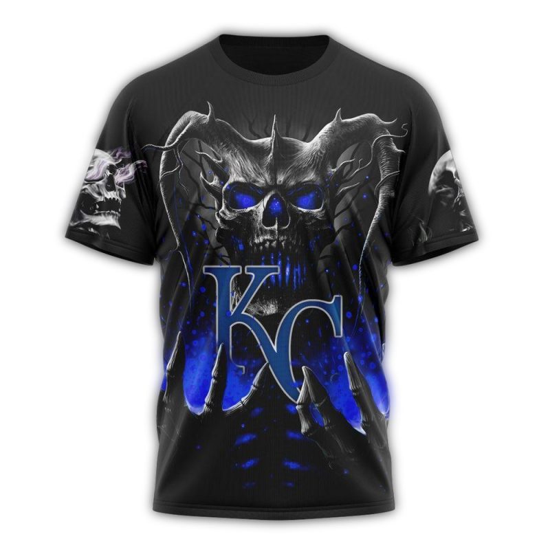 Personalized Kansas City Royals Skull All Over Print T Shirt 1