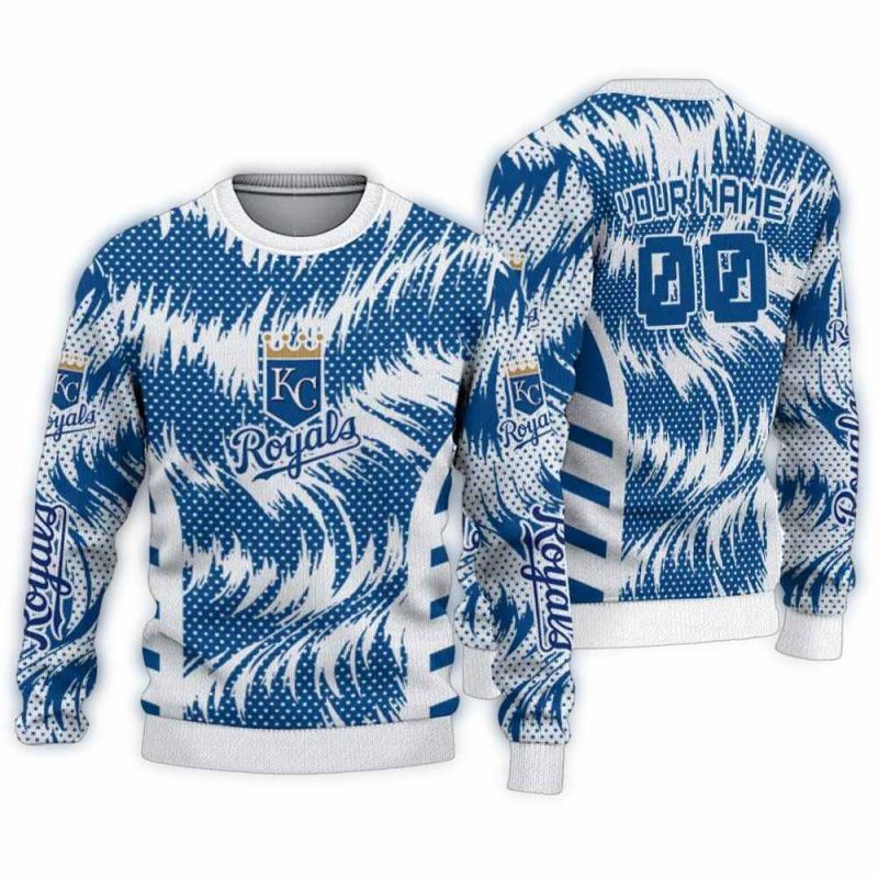 Personalized Kansas City Royals Swirl Flow Ugly Sweater 1