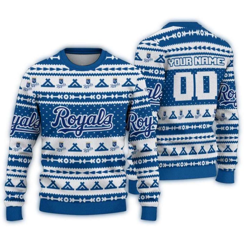 Personalized Kansas City Royals Tent Stripes Ugly Sweater 1