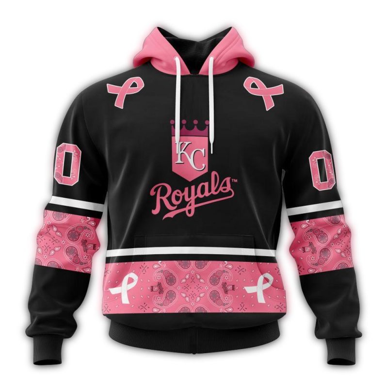 Personalized Kansas City Royals We Wear Pink Breast Cancer All Over Print Hoodie 1