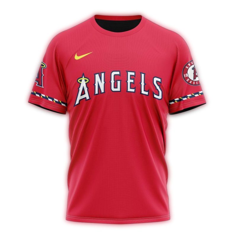 Personalized Los Angeles Angels Alternate Concept Red AOP T Shirt 1