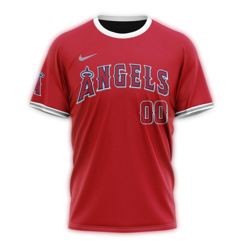 Personalized Los Angeles Angels Alternate Kits Reds AOP T Shirt 1