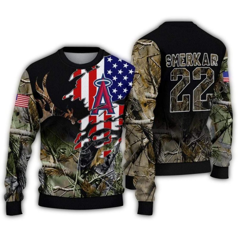 Personalized Los Angeles Angels American Flag Claw Ugly Sweater 1