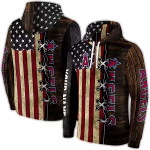 Personalized Los Angeles Angels American Pride All Over Print Hoodie
