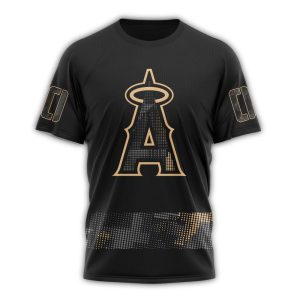 Personalized Los Angeles Angels Armed Forces Day Black All Over Print T Shirt