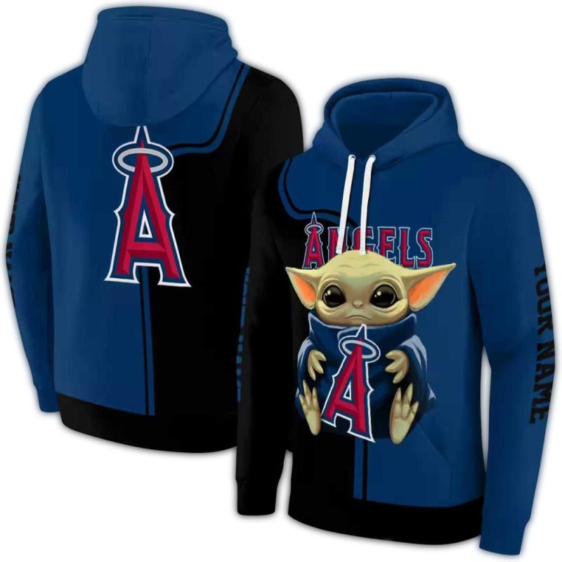 Personalized Los Angeles Angels Baby Yoda AOP Hoodie 1