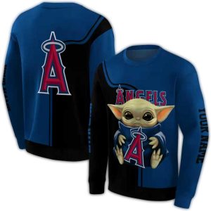Personalized Los Angeles Angels Baby Yoda All Over Print Sweatshirt