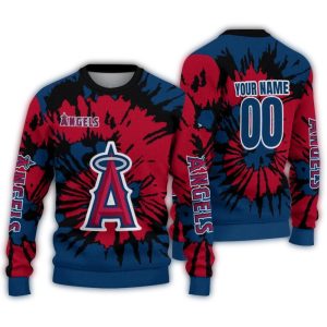 Personalized Los Angeles Angels Burst Swirl Christmas Sweatshirt