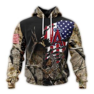 Personalized Los Angeles Angels Camo Realtree Hunting All Over Print Hoodie