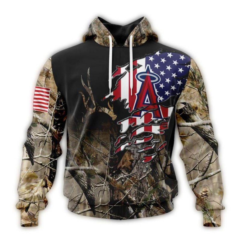 Personalized Los Angeles Angels Camo Realtree Hunting AOP Hoodie 1