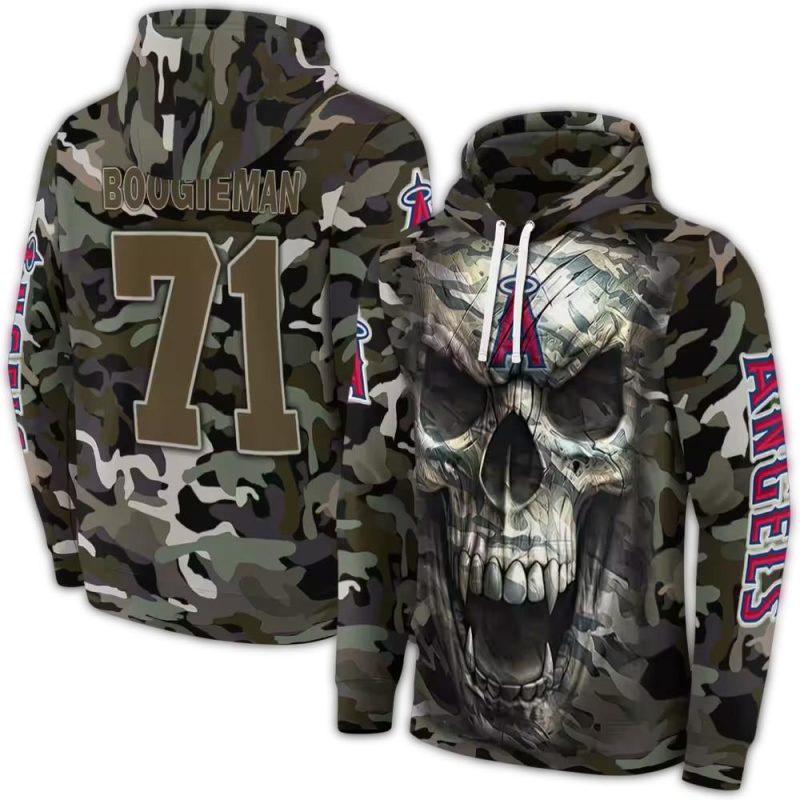 Personalized Los Angeles Angels Camo Skull AOP Hoodie 1