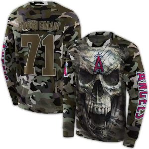 Personalized Los Angeles Angels Camo Skull All Over Print Sweatshirt