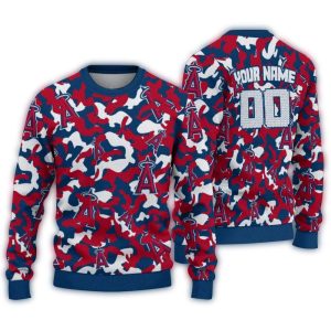 Personalized Los Angeles Angels Camouflage Ugly Christmas Sweater