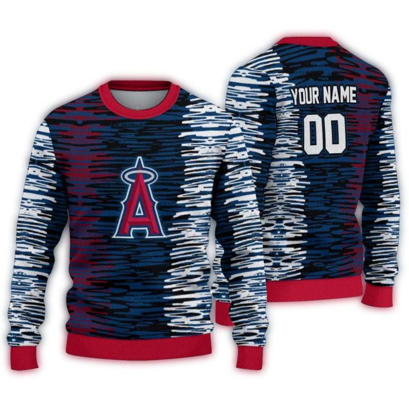 Personalized Los Angeles Angels Camouflage Stripe Ugly Sweater 1