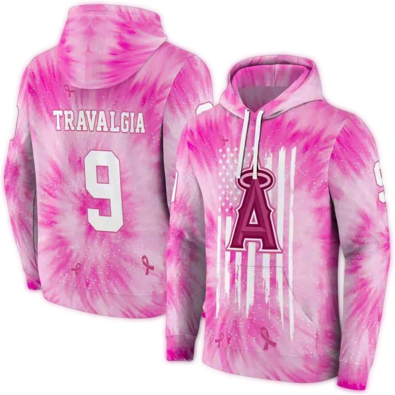 Personalized Los Angeles Angels Cancer Support Pink AOP Hoodie 1