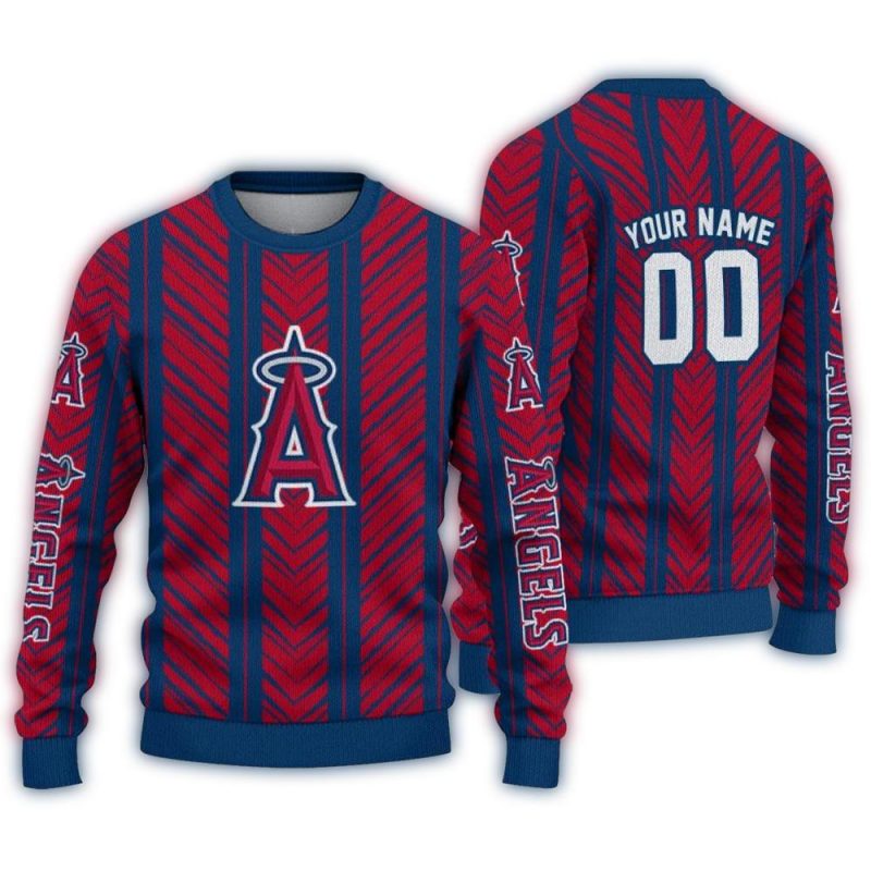 Personalized Los Angeles Angels Chevron Rows Ugly Sweater 1