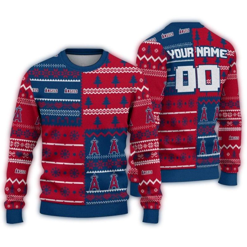 Personalized Los Angeles Angels ChristmasTree Bands Ugly Sweater 1