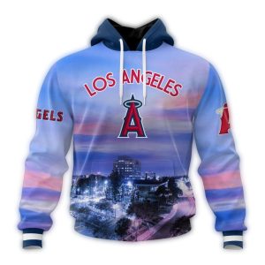 Personalized Los Angeles Angels Cityscape All Over Print Hoodie