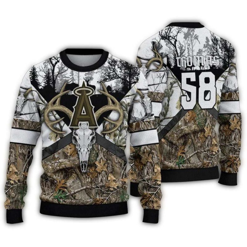 Personalized Los Angeles Angels Deer Antlers Ugly Sweater 1