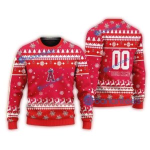 Personalized Los Angeles Angels Christmas Ugly Sweater With Deer Snow Pattern