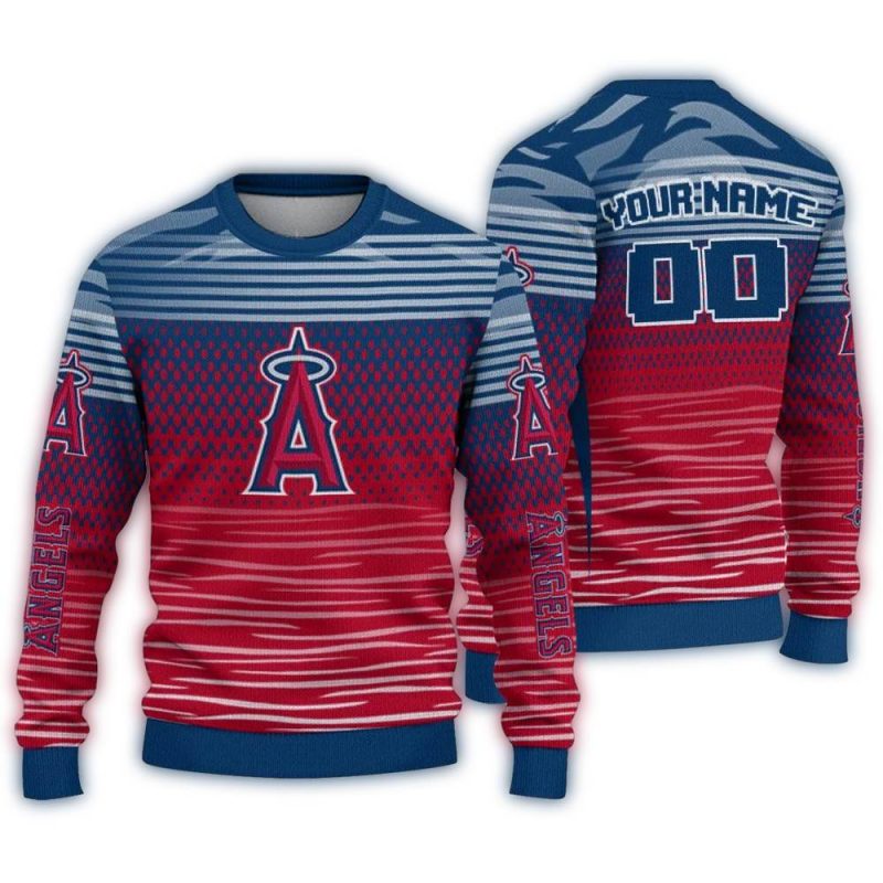 Personalized Los Angeles Angels Diamond Mesh Ugly Sweater 1