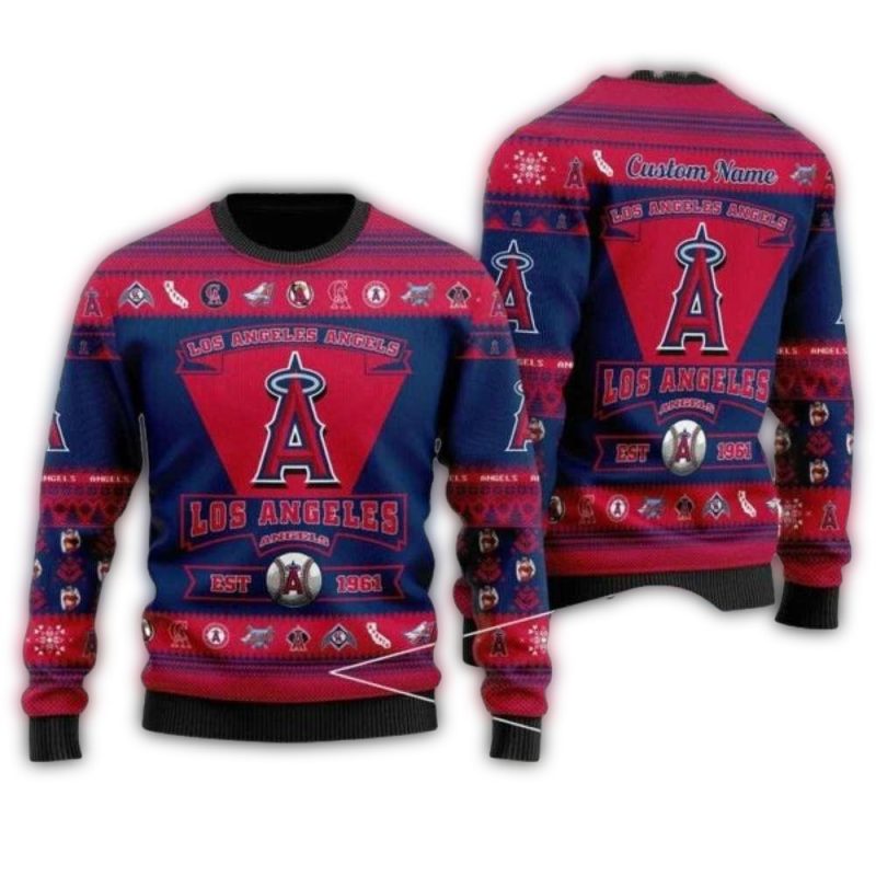 Personalized Los Angeles Angels Est 1961 Christmas Ugly Sweater 1