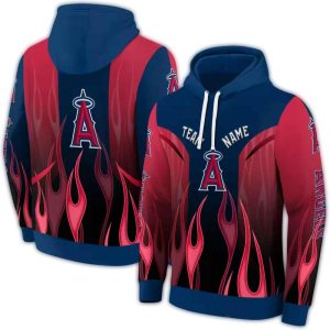 Personalized Los Angeles Angels Flame All Over Print Hoodie