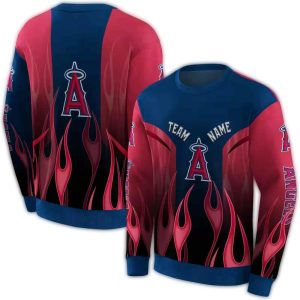 Personalized Los Angeles Angels Flame All Over Print Sweatshirt