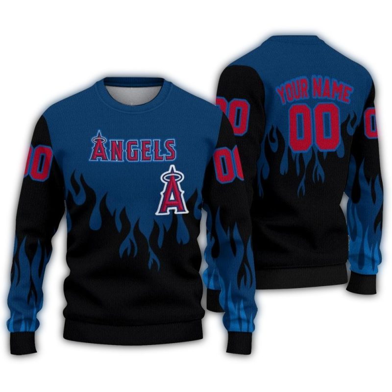 Personalized Los Angeles Angels Flame Ugly Sweater 1